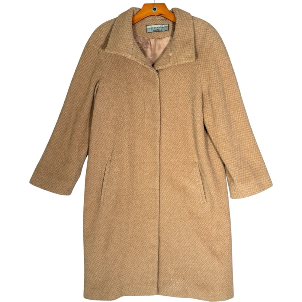 Vintage Simons  Brown Patterned Wool Alpaca Mohair Mid Length Coat Classic 8